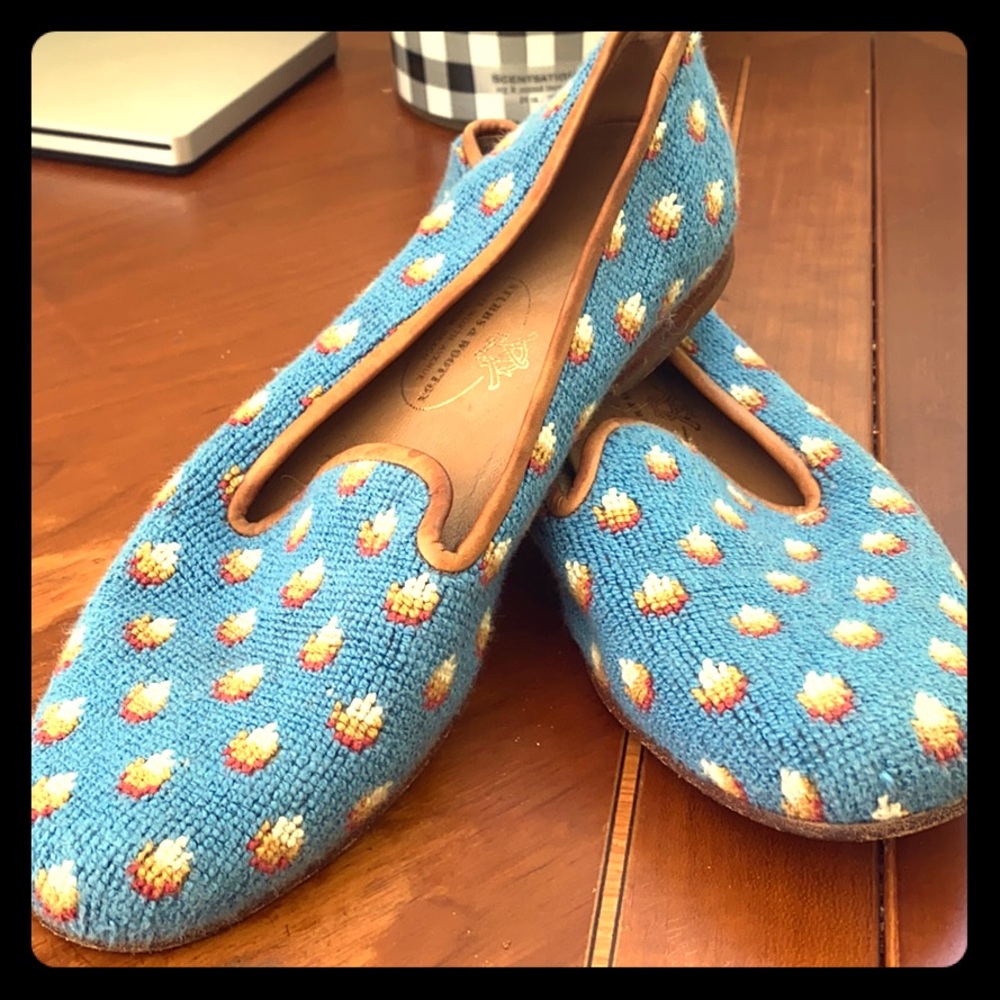 Stubbs & Wootton Blue Needlepoint Slipper